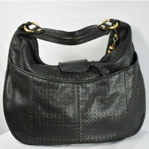 🔥🔥 $1350 BILL BLASS Lambskin Leather Hobo Latticework Laser-cut - Picture 2 of 6